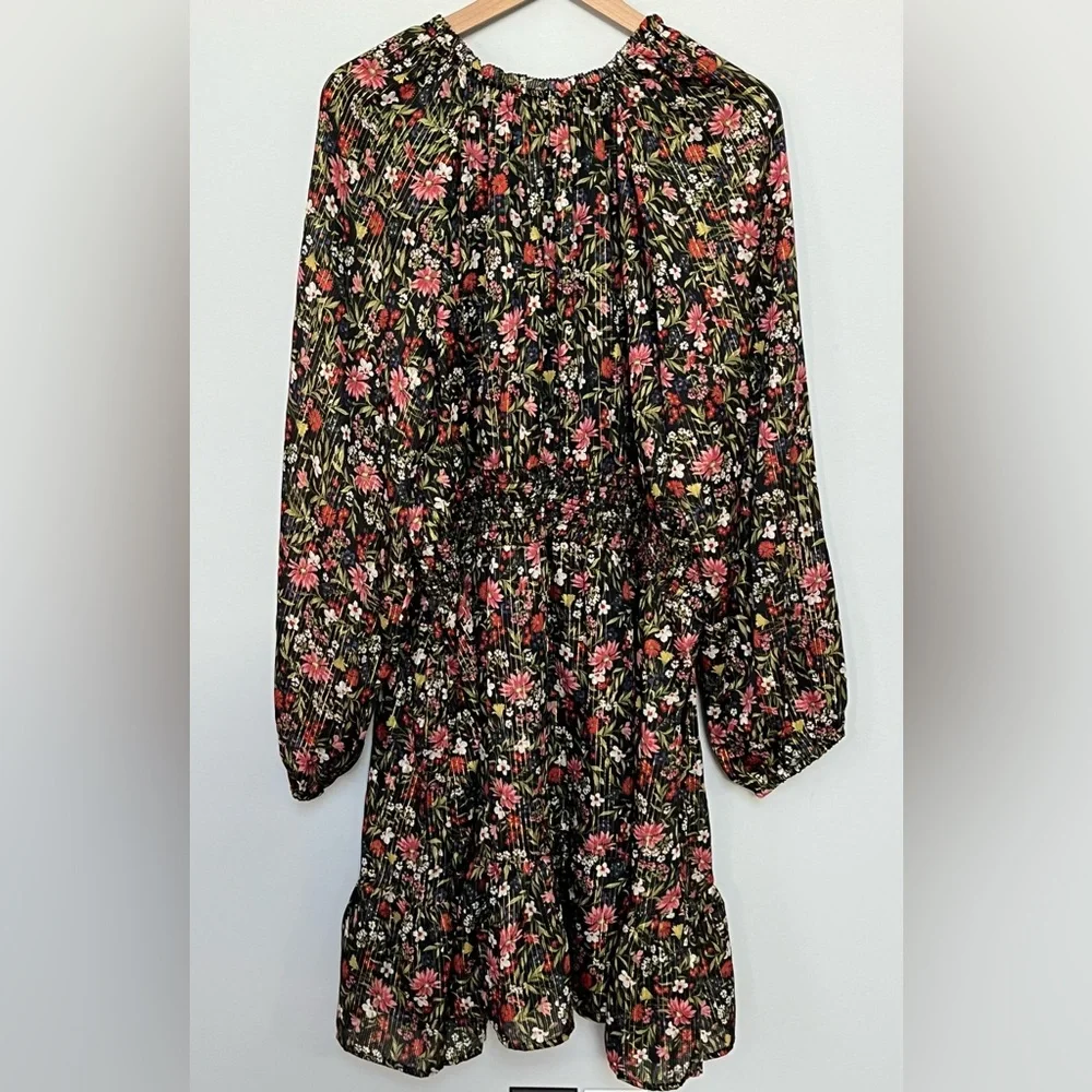 Old Navy NWT Long Sleeve Chiffon Waist Defined‎ Shine Floral Dress Size XXL Tall